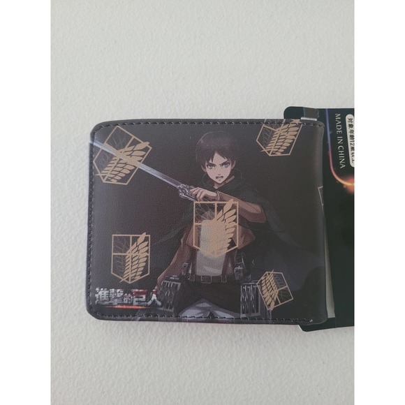 Popular Japanese Anime Attack on Titan Levi One Size Leather Purse Black Wallet - Picture 3 of 3